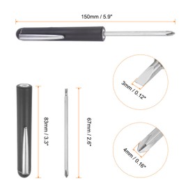 sourcing map 2pcs Non-Magnetic Pocket Screwdriver 4mm Phillips 3mm Slotted Mini Portable Screw Driver with Clip for Mechanical, Electrician, Technician, Black