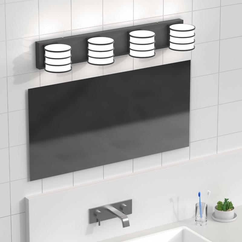 LIGHTINN Bathroom Light Fixtures 28.4 inch Black Bathroom Vanity Light