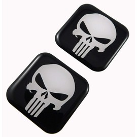 Punisher Skull Square Domed Decal car Bike Gel Stickers 1.5" 2pc