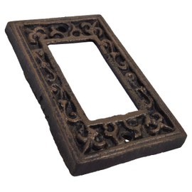 Lulu Decor, Fleur De Lis Cast Iron Rocker Light Switch Plate Cover in Decorative Antique Brown Finish (Single Switch)