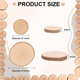 Small Tree Discs Set, 120 Pieces Wooden Discs for Crafts, Round Wooden Discs for DIY, Mini Tree Discs Made of Camellia Wood, Tree Discs for Crafts Set for Christmas Decoration (2-3 cm/1-2 cm)