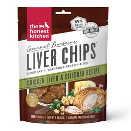 The Honest Kitchen Human Grade Gourmet Barbecue Liver Chips: Chicken Liver & Cheddar Recipe, 4 oz Bag