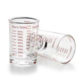 NCnnwovf 2 PACK Measuring Cup Shot Glass 3 Ounce/90ML Liquid Heavy Glass Red Scale