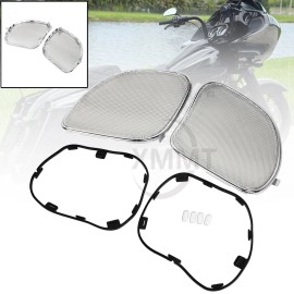 Unbranded Chrome Speaker Grilles Mesh Cover For Harley Road Glide Ultra FLTRU FLTRX 15-23