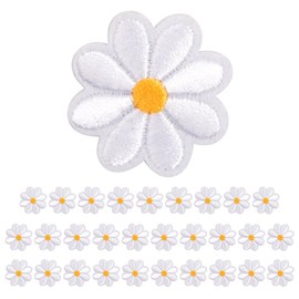 AOEVUIR 30 pieces iron-on patches, daisies, flowers, iron-on patches, exquisite embroidery, iron-on patches, appliqué, jacket, jeans, patches, crafts, DIY, decorative patches, adults, children
