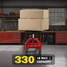 BILITOOLS Rolling Shop Stool, 21.5"-29.5" Adjustable Garage Mechanic Stool, 330LBS Capacity 360°Swivel Padded Seat Shop Chair with Wheels Backrest Tool Storage Shelf for Work Shop&Auto Repair GIF