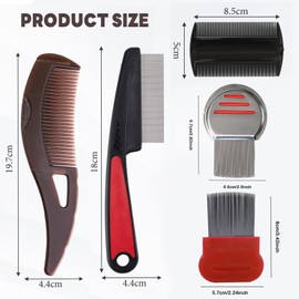 TELAIN 5 Piece Stainless Steel Comb, Fine Tooth Comb for Scalp Care, Psoriasis Comb, Detox Comb, Lice Comb – Multifunctional Hair Brush for Removing Dandruff and Scalp Massage for Women