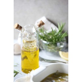 Wilmax | 2in1 Glas Essig-Öl-Flasche | 2-teiliges Ölspender Set | 250 ml / 50 ml | Essigspender | Flaschen zum Befüllen