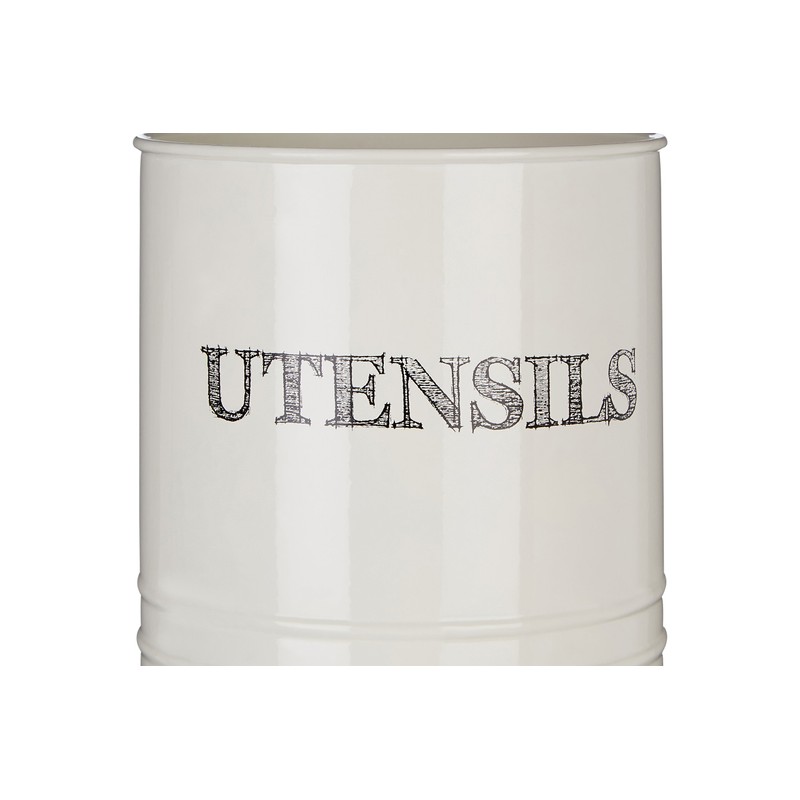 Premier Housewares Sketch Utensil Canister - Cream, H16 x W13