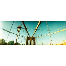 Walls 360 Peel & Stick Wall Mural: Brooklyn Bridge with City in The Background (36 in x 12 in)