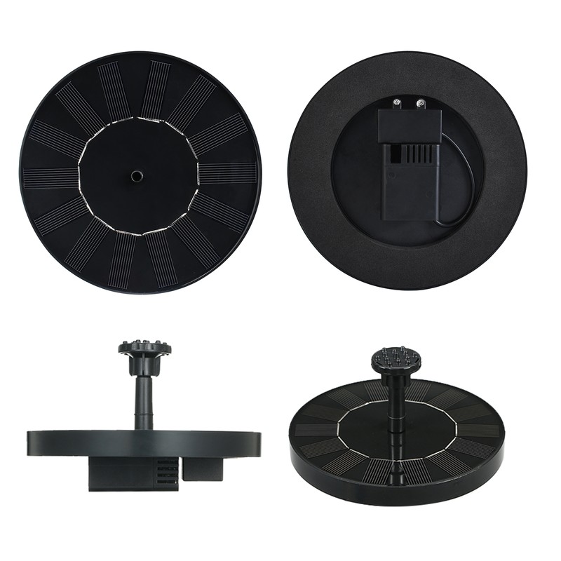 1.5W Solar Fountain Pump with 6 Nozzles Filter Anti-collision Bar