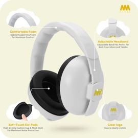 MUMBA Soundproof Earmuffs for Babies, Noise Reduction, Sound Insulation, Hearing Protection, Safety Earmuffs with Adjustable Headband for Hyperacusis, Restful Sleep, Soft Headphones for Children, Age