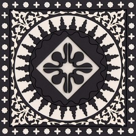 Images d'Orient Coaster Mosaic Black and White 9x9cm PVC 50g Washable Shatterproof Heat Resistant Compatible with Most Cookware