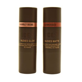 Nudestix Glowy Nude Skin Kit – Full-Size Cream Bronzer & Highlighter Stick Duo for Face, Eyes & Lips | Multi-Use Makeup for Dewy, Sun-Kissed Glow | Ve