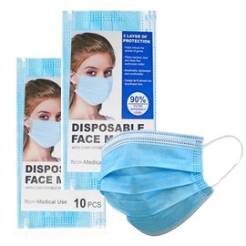Disposable Face Masks 3-Ply Ear Loop Face Mask for Dust & Air Pollution (20, Blue)