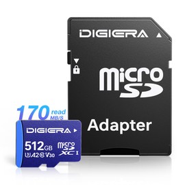 DIGIERA 512GB LT100 microSDXC UHS-I Memory Card with Adapter - up to 170MB/s, C10, U3, V30, 4K, A2, Micro SD Card for Smartphones, Tablets, Cameras, Gaming Consoles, and Drones (1 Pack)