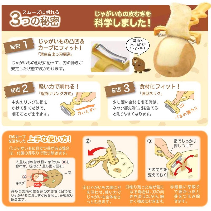 Noji Peeler Potato Peeler, Yellow W8PP-01PY