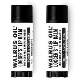WALRUS OIL - Logger's Lip Balm, 2-Pack, 100% Vegan Lip Balm, Beeswax-Free, Made with Natural Ingredients - UNSCENTED