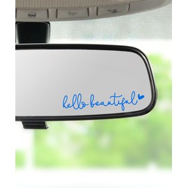 RACOONA Rearview Mirror Decal,Hello Beautiful Decal,Car Accessories Stickers Rearview Mirror Sticker (Blue)