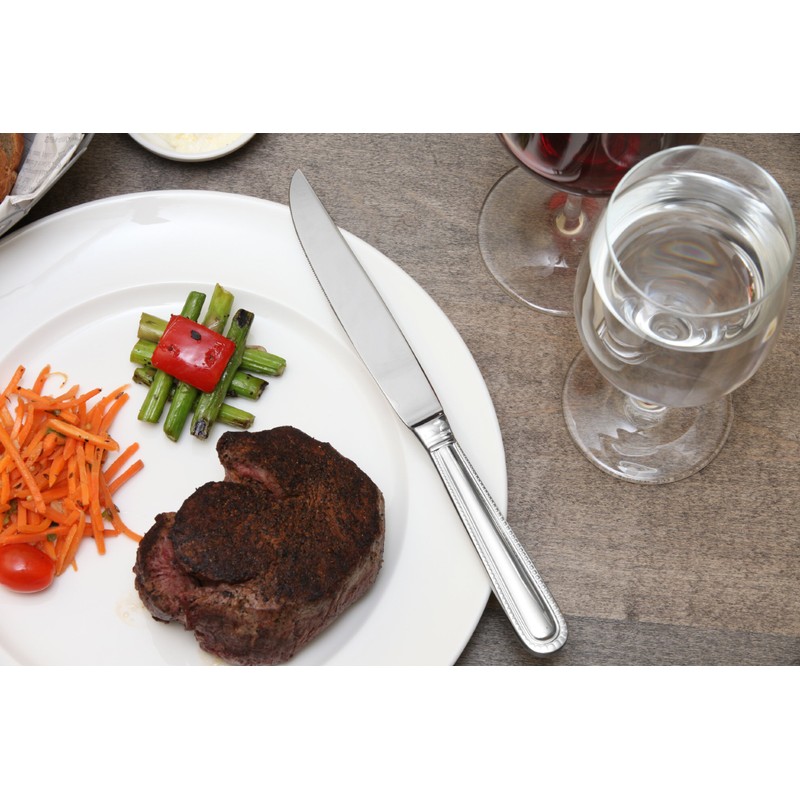 Fortessa Caviar 18/10 Stainless Steel Flatware Solid Handle Steak Knife,