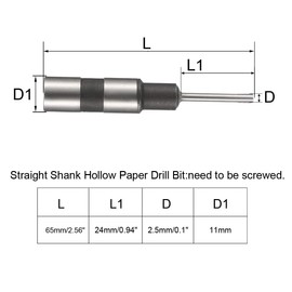 uxcell 2.5mm Paper Punch Drill, Straight Shank Hollow Bit Tool, for Hole Puncher Punching Machine, 2pcs