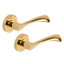 Excel - DH003646 FLEX Stylish Passage internal Door Handles on Round Rose, Electro Brass