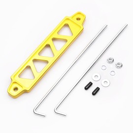 Aluminum Alloy Battery Hold Down Bracket with 10in J Bolts - Universal Car Battery Tie Down Tray Mount Lock Accessory for Secure Installation (Gold)