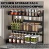3-Tier Spice Rack Organizer with Knife Holder, Black Metal Counter
