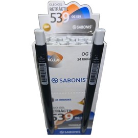 Bolígrafo Óleo Gel Sabonis Og539 Triangular Retractil Caja con 24 Piezas (Negro)