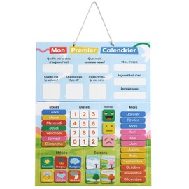 Chuckle - Magnetischer Kalender für Kinder mit Jahreszeiten, Daten und Wetter (auf Französisch) – 40 x 32 cm – lustiges Lernwerkzeug für Kinder von 4 bis 10 Jahren