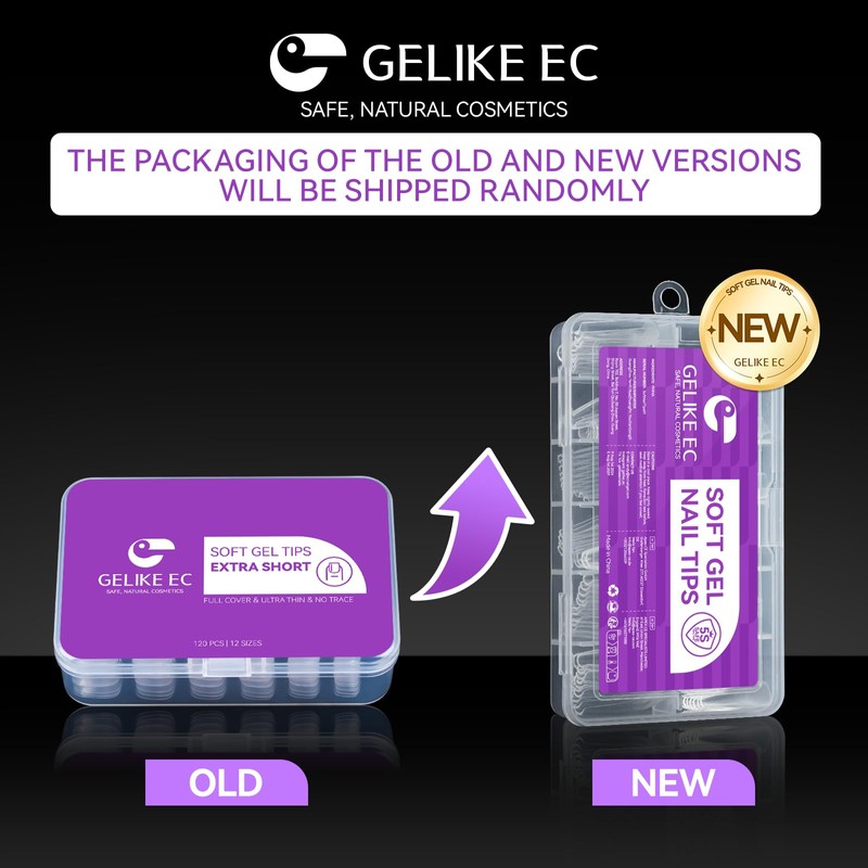 Gelike EC Extra-Short Almond Nail Tips, Full Coverage, XS Short