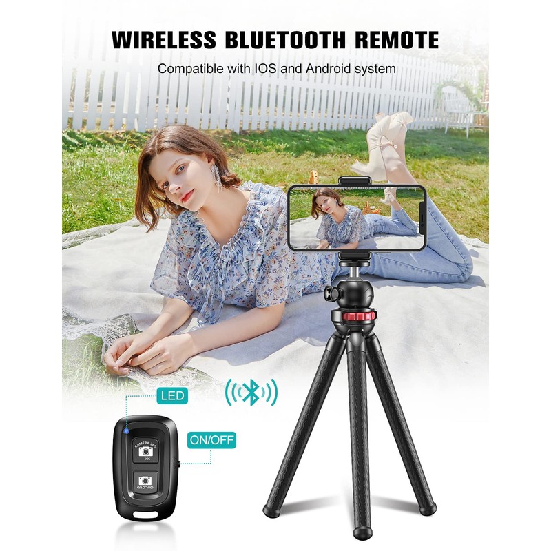 CIRYCASE Phone Tripod, Flexible Mini Selfie Stick Tripod with Wireless