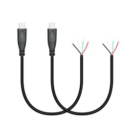 Short USB C to 4 Pin Bare Wire Open End Wire 10inch, 20AWG 5V USB Type C Male Plug 4 Pin Pigtail Wire Power and Data Cable, for USB Type C Equipment Installed or Replacement Repair DIY Cable(2Pcs)