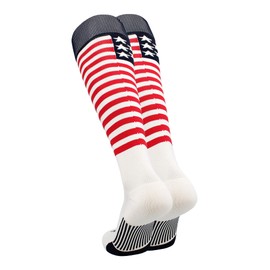 TCK Stars and Stripes USA Flag Baseball Socks (White/Navy/Scarlet, Small)
