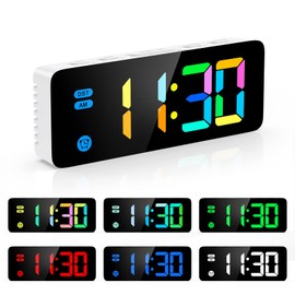 Ankilo Digitale Wecker, 7 Bunte LED-Uhr,elektronische Tischuhr,Farblich Einstellbarer Wecker,Reisewecker,einstellbare Helligkeit,12/24H,Digitaluhr für Haus,Schlafzimmer,Büro,Kinder,Ältere