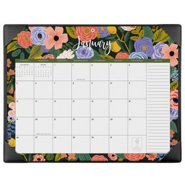 Desk Calendar 2025 with Desktop Mat, Cabbrix Large Desk Pad Calendar 22 x 17 Inch Cover 12 Months Runs From January 2025 to June 2026, Floral Design Calendar 2025 for Home School and Office (Black, 22 x 17")