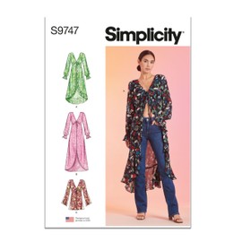 Simplicity Misses' Duster Jacket Sewing Pattern Packet, Code S9747, Sizes 8-10-12-14-16, Multicolor