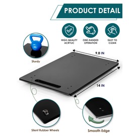 HAYVAN Acrylic Sliding Tray for Coffee Maker & Heavy Kitchen Appliances - Appliance Slider with Silent Wheels Slides Easily from Under The Cabinet - Easy to Clean (Black, 9.8” W x 14”D)