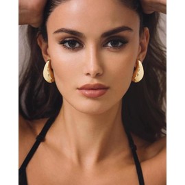 FUNEIA Extra Large Gold Teardrop Earrings for Women Big Gold Silver Chunky Statement Earrings 14K Gold Plated Dainty Small Drop&Dangle Earrings Trendy Dangling Designer Dupes Jewelry 2cm 3cm 4cm