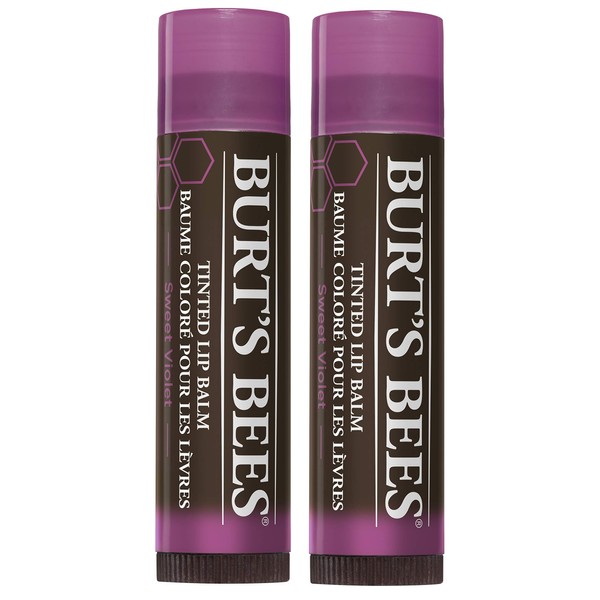 Burt's Bees 100% Natural Tinted Lip Balm, Sweet Violet, 0.15 Oz, Pack of 2