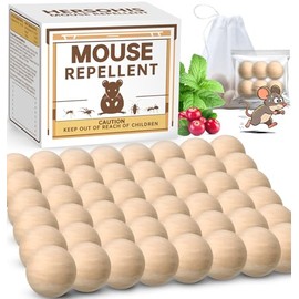 Rodent Repellent 48 Balls, Mouse Repellent Indoor & Outdoor, Mice Repellent with Peppermint Oil, Rat Repellent for House, Garage, RV, Rodent Deterrent for Attic, Basement & Car