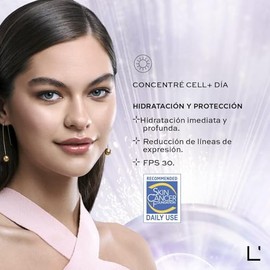 L'BEL - Concentré Cell + Día Crema para Rostro 50 g, Crema Facial Antiedad, Hidrata y Protege la Piel, Protección FPS 30, Reduce Líneas de Expresión y