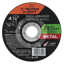 Truper ABT-390, Disco corte metal, alto rendimiento, tipo 42, diámetro 4-1/2", 1 pieza