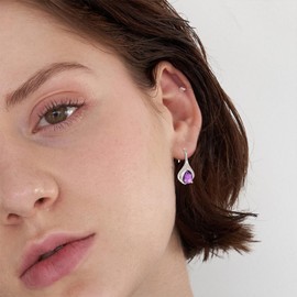 Amethyst Earring Handmade 925 Sterling Silver Earring Bohemian December Birthstone Dangle Drop Earrings For Women