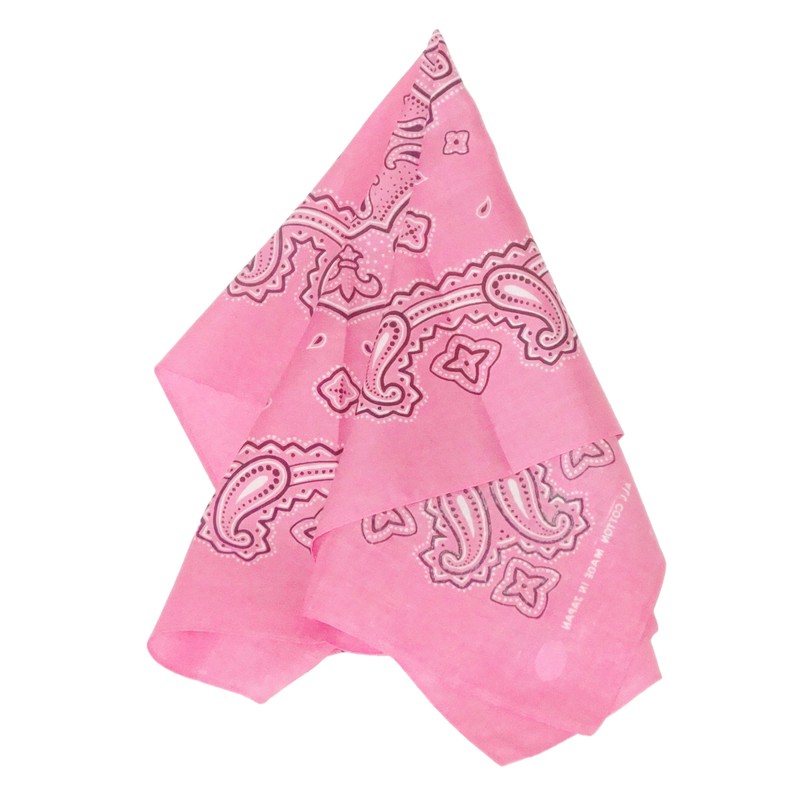 WKG Bandana, Paisley, Made in Japan, Cotton Handkerchief, Pink