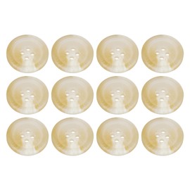 Pack of 12 Cream 20mm Round Faux Horn Sew On Plastic Buttons for Coats Jackets Cardigans Flat 4 Holes 32L