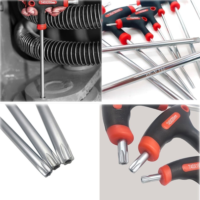KEWAYO9pcs T-Handle Torx Set, Chrome Vanadium Steel Star Keys (T10-T50),