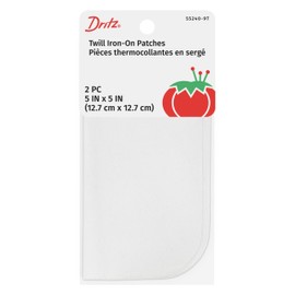 Dritz 5 by 5-Inch Iron on Twill Patches, 2-Pack, White