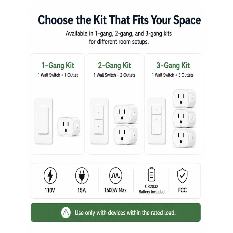 MOES Wireless Remote Control Outlet Switch, 15A, 1 Outlet 1