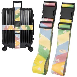 Painting Luggage Straps for Suitcases, Adjustable Luggage Travel Belts to Keep Luggage Security While Travel, Strong Polyester Fabric, Easy-to-Recognize Stylish Design Travel Accessories, 2 Pack